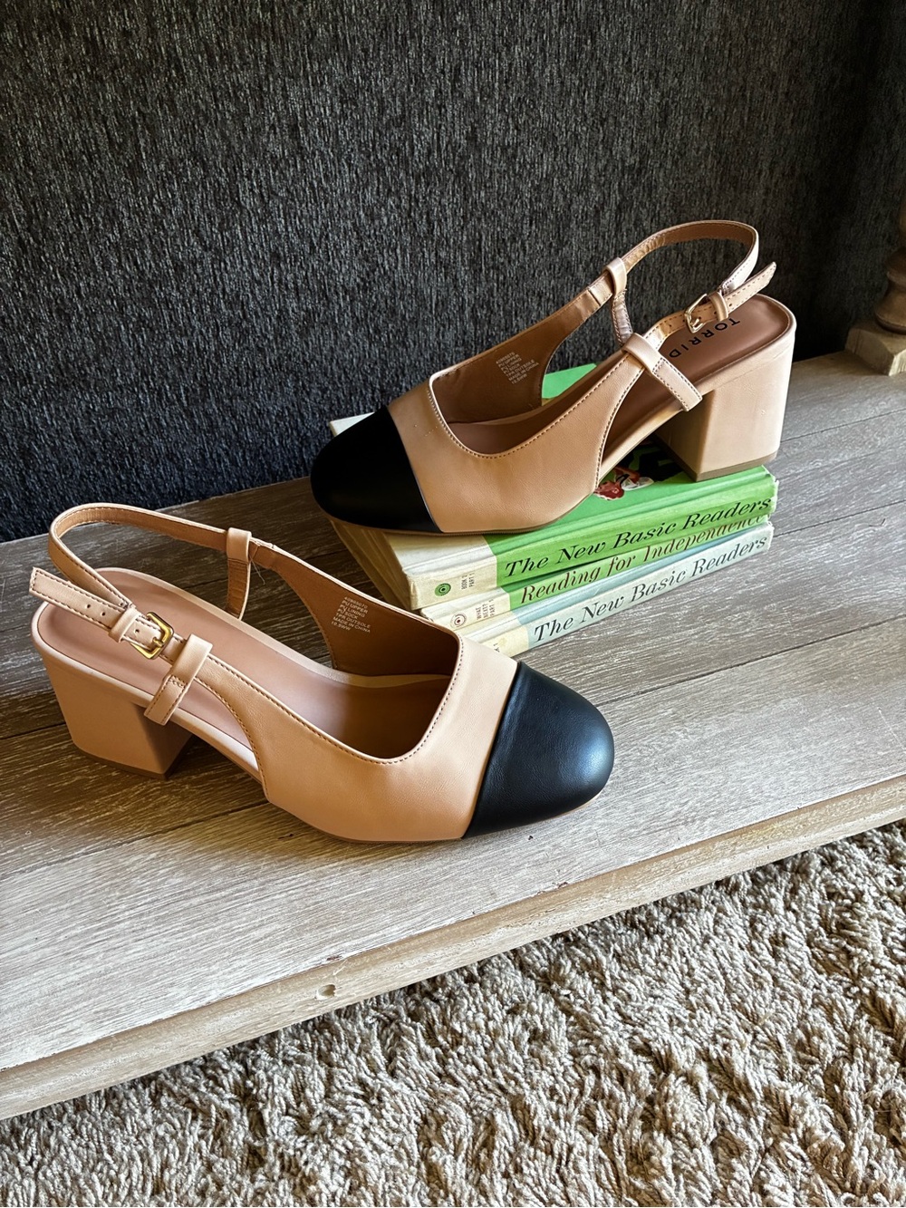 torrid Two-Tone Slingback Block Heels in Black and Nude